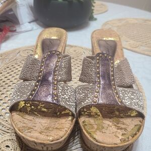 Chic Women's Woven Mules with Gold Accents